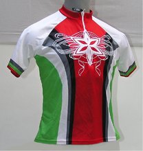 Cyklistický dres V-RIDER Flower krátký rukáv červeno/zelený - M
