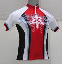 Cyklistický dres V-RIDER Flower krátký rukáv červeno/černý - L